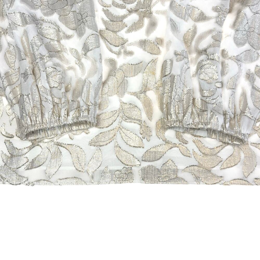Lilly Pulitzer Giana Long Sleeve Silk Blouse Gold Cream Preppy XL - Picture 6 of 9